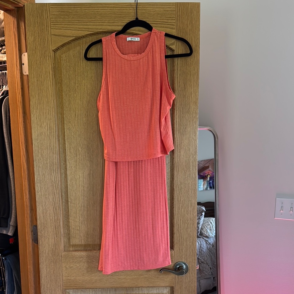 Sleeveless Coral 2 Piece Pant Lounge Set